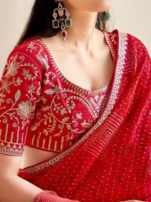 Bandhani Embroidered Poly Georgette Saree 5