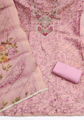 multi unstitched digital print handwork with printed dupatta viscose dress material 2