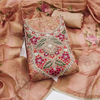 multi unstitched digital print handwork with printed dupatta viscose dress material 1