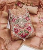 multi unstitched digital print handwork with printed dupatta viscose dress material