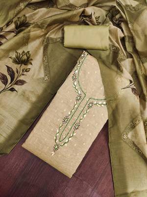 light green unstitched weaving digital print handwork with printed dupatta modal butti dress material 4
