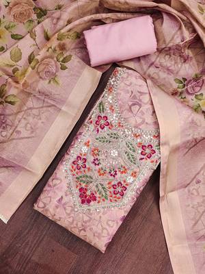 multi unstitched digital print handwork with printed dupatta viscose dress material 4
