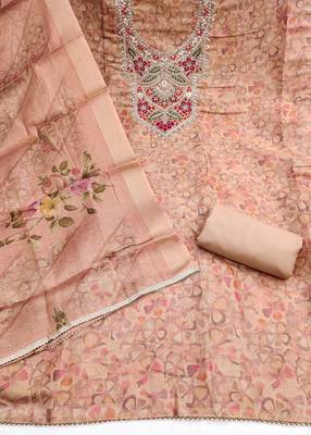 multi unstitched digital print handwork with printed dupatta viscose dress material 2