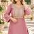 Pink silk blend readymade suit with embroidery & thread work