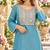 Teal silk blend readymade suit with embroidery & thread work