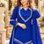 R blue silk blend readymade suit with miroor & moti work