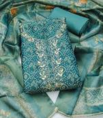 multi unstitched shimmer print handwork with printed dupatta linen dress material