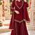 Maroon silk blend readymade suit with miroor & moti work