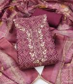 multi unstitched shimmer print handwork with printed dupatta linen dress material