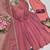 Women dusty rose pink polka dot anarkali suit with solid trouser pant & border dupatta