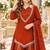 Rust silk blend readymade suit with miroor & moti work