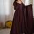 Fancy brown full flared anarkali kurta pant set with lace dupatta for girls & women
