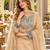 Beige silk blend readymade suit with embroidery & sequence work