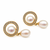 Certified natural freshwater pearls jewellery pearl drop earrings with cz halo, gold-tone, natural pearl