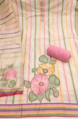 multi unstitched weaving handwork with woven embellished dupatta silk blend dress material 2