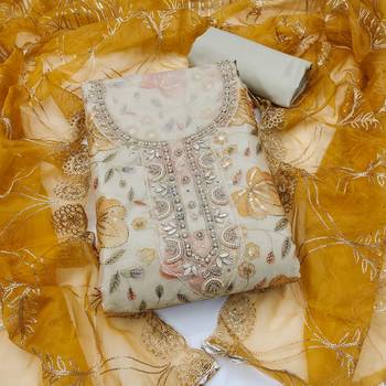 multi unstitched handwork position print embroidery with embroidered dupatta viscose salsa dress material 1