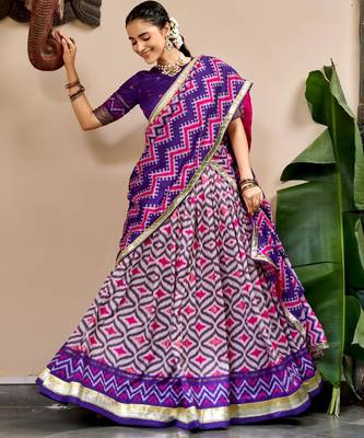 purple silk blend printed traditional lehenga choli 1