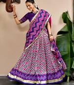 purple silk blend printed traditional lehenga choli