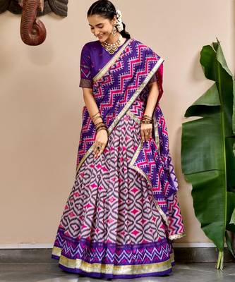 purple silk blend printed traditional lehenga choli 2