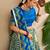 blue silk blend printed traditional lehenga choli