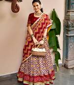maroon silk blend printed traditional lehenga choli