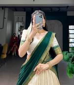 off white cotton poly woven traditional lehenga choli upto 42