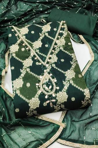 multi unstitched weaving handwork with embroidered dupatta dress material