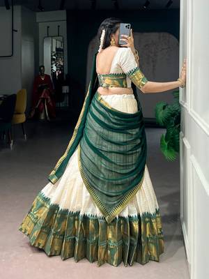 off white cotton poly woven traditional lehenga choli upto 42 3