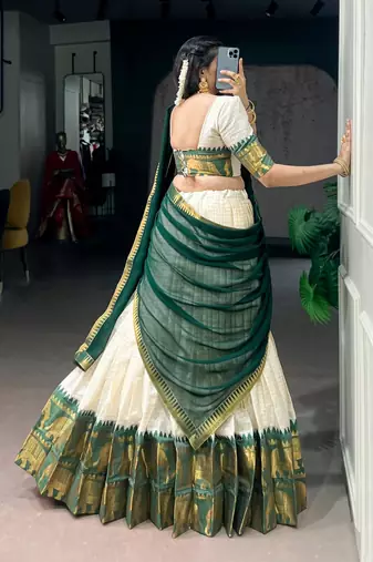 off white cotton poly woven traditional lehenga choli upto 42