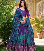 purple silk blend printed traditional lehenga choli upto 42