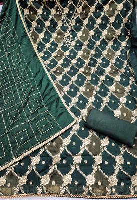 multi unstitched weaving handwork with embroidered dupatta dress material 2