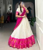 off white cotton poly woven traditional lehenga choli upto 42