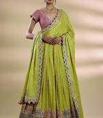 light green silk blend embroidered traditional lehenga choli upto 44