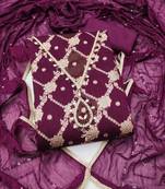 multi unstitched weaving handwork with embroidered dupatta dress material