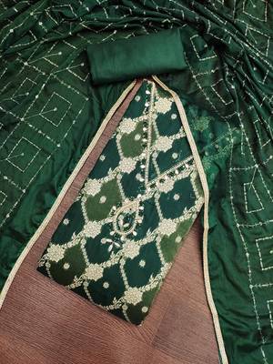 multi unstitched weaving handwork with embroidered dupatta dress material 4