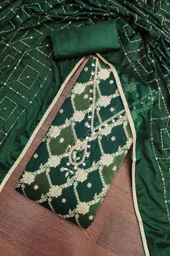 multi unstitched weaving handwork with embroidered dupatta dress material
