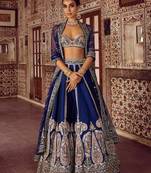 royal blue silk blend embroidered traditional lehenga choli upto 44