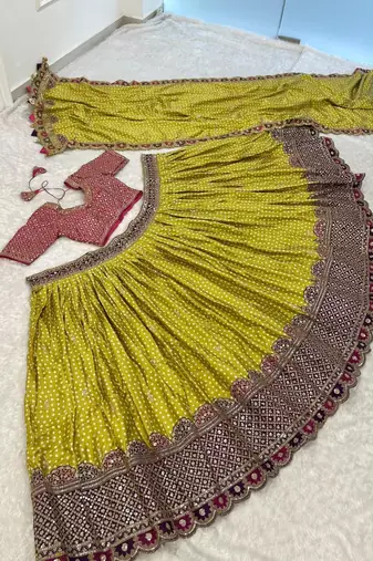 light green silk blend embroidered traditional lehenga choli upto 44