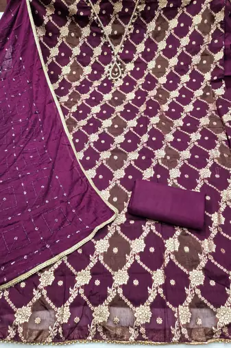 multi unstitched weaving handwork with embroidered dupatta dress material