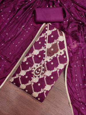 multi unstitched weaving handwork with embroidered dupatta dress material 4