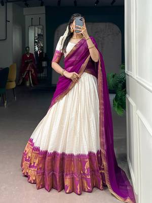 off white cotton poly woven traditional lehenga choli upto 42 1
