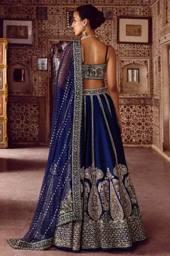 royal blue silk blend embroidered traditional lehenga choli upto 44