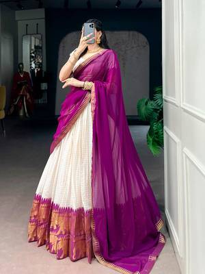 off white cotton poly woven traditional lehenga choli upto 42 2