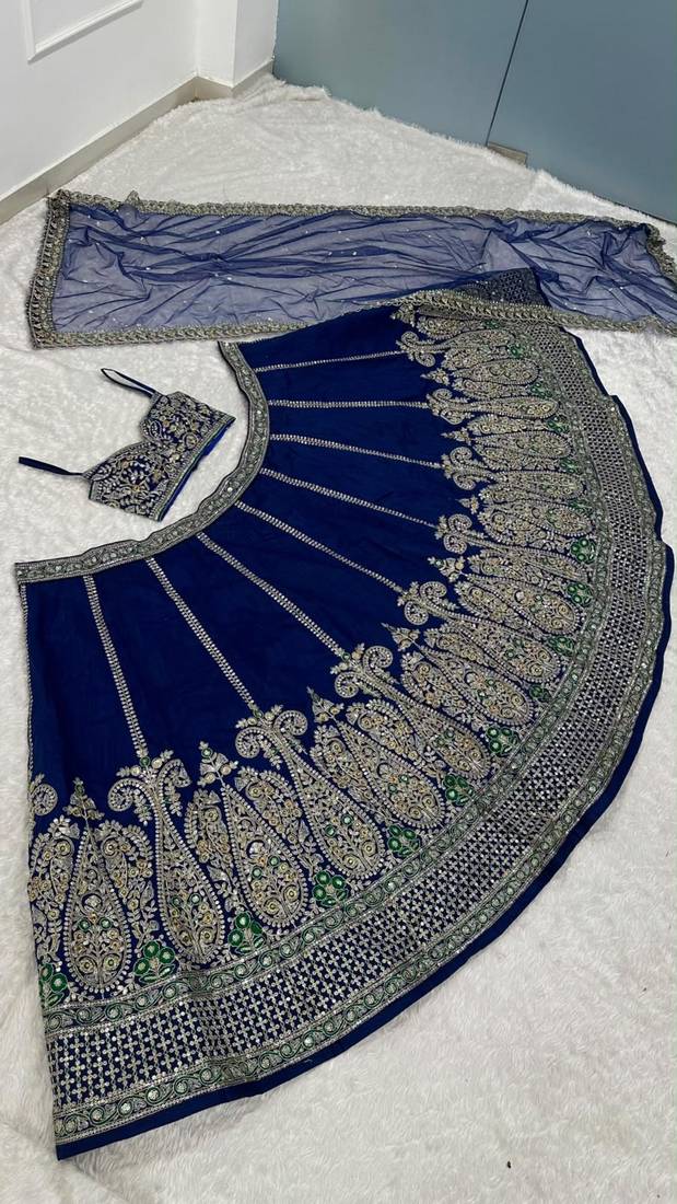 royal blue silk blend embroidered traditional lehenga choli upto 44