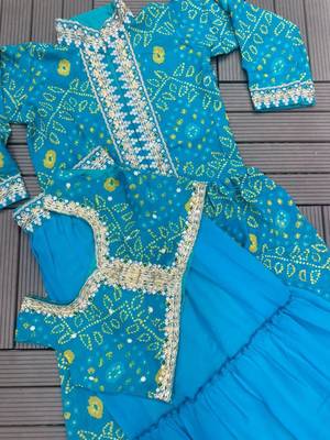 teal georgette embroidered traditional lehenga choli 2