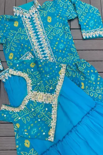 teal georgette embroidered traditional lehenga choli