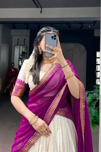 off white cotton poly woven traditional lehenga choli upto 42