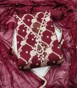 multi unstitched weaving handwork with embroidered dupatta dress material