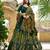 dark green silk blend printed traditional lehenga choli upto 42