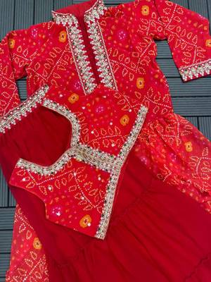 red georgette embroidered traditional lehenga choli 4